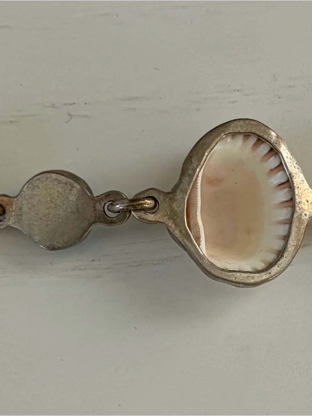 Sterling Silver Turquoise Shell Link Bracelet - Blue